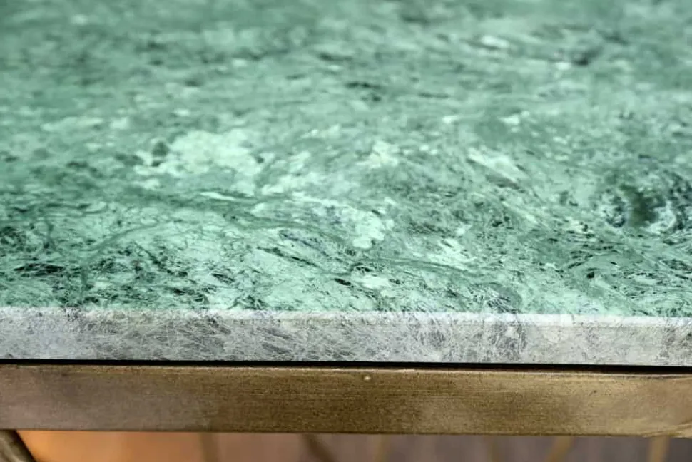 Abstrakter Beistelltisch DIAMOND 50cm grün Marmor messing Metall