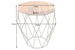 Abstrakter Beistelltisch DIAMOND 50cm natur Akazie Massivholz messing Metallgestell