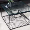Abstrakter Couchtisch ILLUSION 60cm schwarz Metall Glas handmade modernes Design