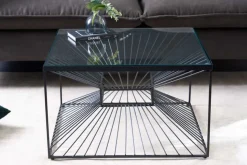 Abstrakter Couchtisch ILLUSION 60cm schwarz Metall Glas handmade modernes Design