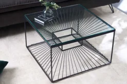 Abstrakter Couchtisch ILLUSION 60cm schwarz Metall Glas handmade modernes Design