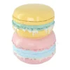 Außergewöhnlicher Beistelltisch MACARONS 50cm gelb rosa Fiberglas rund handmade