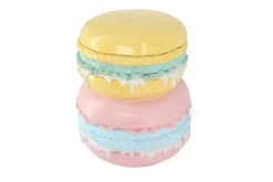 Außergewöhnlicher Beistelltisch MACARONS 50cm gelb rosa Fiberglas rund handmade