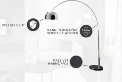 Ausziehbare Bogenlampe LOUNGE DEAL 170-210cm chrom Marmorfuß Stehlampe