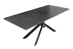 Ausziehbarer Esstisch ALPINE 160-200cm anthrazit Keramik schwarzes Metallgestell