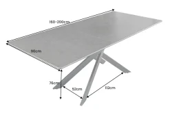 Ausziehbarer Esstisch ALPINE 160-200cm anthrazit Keramik schwarzes Metallgestell