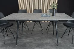 Ausziehbarer Esstisch APARTMENT 120-160cm grau Beton-Design schwarzes Metallgestell