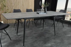Ausziehbarer Esstisch APARTMENT 120-160cm grau Beton-Design schwarzes Metallgestell