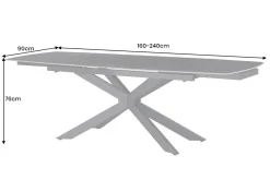 Ausziehbarer Esstisch COSMOS 160-240cm anthrazit Keramik schwarzes Metallgestell