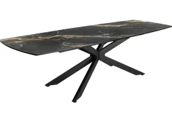 Ausziehbarer Esstisch COSMOS 160-240cm Aurora Oro schwarz gold sand Keramik Metallgestell