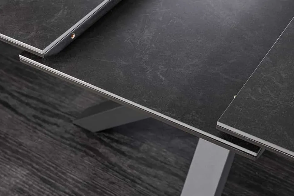 Ausziehbarer Esstisch ETERNITY 160-200cm graphit grau Keramik schwarz Metall