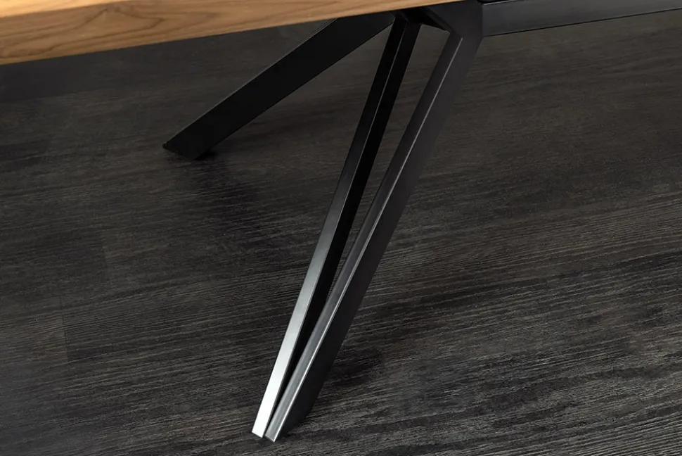 Ausziehbarer Esstisch GIANT 200-320cm natur Eiche schwarz Metall