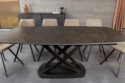 Ausziehbarer Esstisch INCEPTION 130-190cm rost oval Keramik bronze Gestell