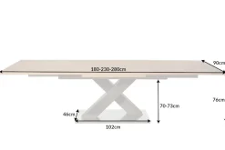 Ausziehbarer Esstisch MONTREAL 180-280cm Asteiche Holz X-Gestell Schwarzstahl