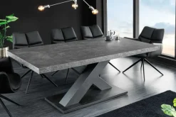 Ausziehbarer Esstisch MONTREAL 180-280cm grau graphit Keramik-Design X-Gestell