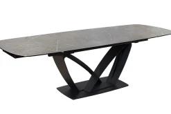 Ausziehbarer Esstisch PAPILLON 180-260cm graphit Keramik Marmor schwarz Metall