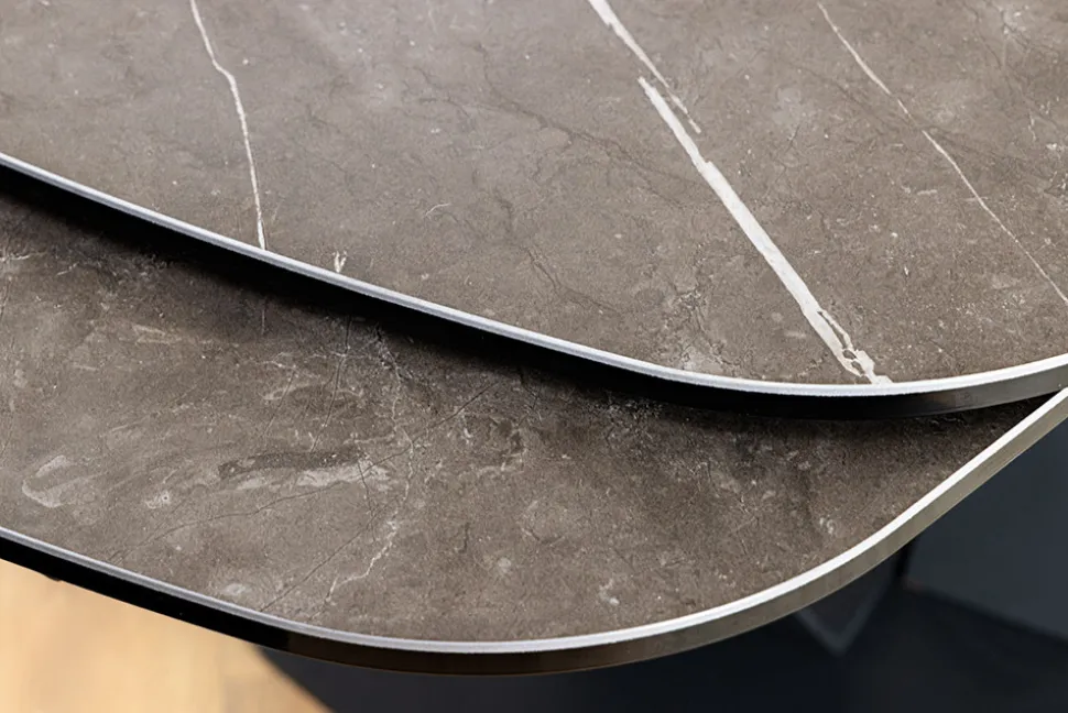 Ausziehbarer Esstisch PAPILLON 180-260cm graphit Keramik Marmor schwarz Metall