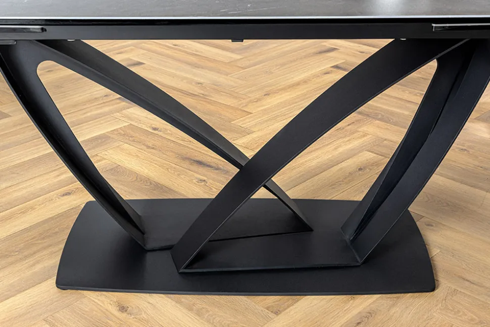 Ausziehbarer Esstisch PAPILLON 180-260cm graphit Keramik Marmor schwarz Metall
