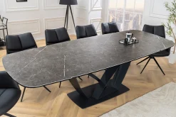 Ausziehbarer Esstisch PAPILLON 180-260cm graphit Keramik Marmor schwarz Metall