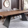 Ausziehbarer Esstisch PRESTIGE 180-240cm natur Walnussholz schwarzes Metallgestell