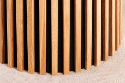 Ausziehbarer Esstisch VALHALLA WOOD 120-160-200cm natur Eichenholz oval Säulenfuß