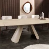 Ausziehbarer Esstisch VOGUE 160-240cm beige Keramik Travertin Metall champagner greige
