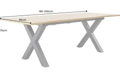 Ausziehbarer Esstisch WILD 180-220cm braun Wildeichen-Optik schwarz Baumkante