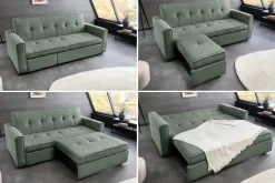 Ausziehbares Schlafsofa SMART 180cm grün Cord 2-Sitzer Couch mit Nosagfederung