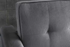Ausziehbares Schlafsofa SMART 180cm grau Cord 2-Sitzer Couch mit Nosagfederung