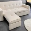 Ausziehbares Schlafsofa SMART 180cm beige Cord 2-Sitzer Couch mit Nosagfederung