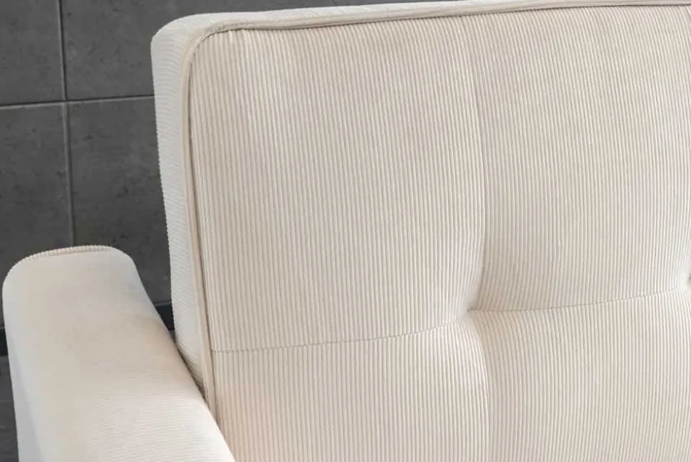 Ausziehbares Schlafsofa SMART 180cm beige Cord 2-Sitzer Couch mit Nosagfederung