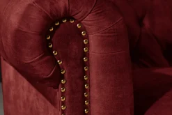 Barock Sofa CHESTERFIELD 205cm rot Samt Federkern Knopfheftung 3-Sitzer Couch