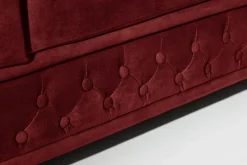 Barock Sofa CHESTERFIELD 205cm rot Samt Federkern Knopfheftung 3-Sitzer Couch