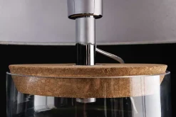 Befüllbare Tischlampe CLASSICO 75cm weiß transparent Glas mit Leinenschirm