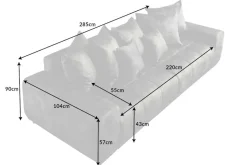 Big Sofa ELEGANCIA 285cm moosgrün Microfaser XXL Couch inkl. Kissen Federkern