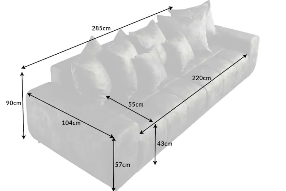 Big Sofa ELEGANCIA 285cm moosgrün Microfaser XXL Couch inkl. Kissen Federkern