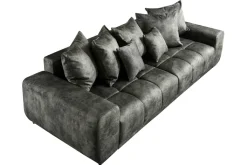Big Sofa ELEGANCIA 285cm moosgrün Microfaser XXL Couch inkl. Kissen Federkern
