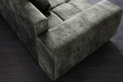 Big Sofa ELEGANCIA 285cm moosgrün Microfaser XXL Couch inkl. Kissen Federkern