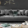 Big Sofa ELEGANCIA 285cm silbergrau Samt XXL Couch inkl. Kissen Federkern