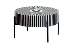 Bone Inlay Couchtisch HARMONY NATURE 65cm schwarz weiß Intarsien Kunsthandwerk