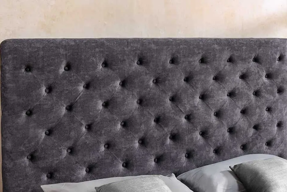 Boxbett PARIS 160x200cm grau Samt mit Stauraum und Lattenrost
