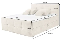 Boxspringbett TOULOUSE 160x200cm beige Microfaser inkl. Matratze Topper Stauraum