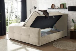Boxspringbett TOULOUSE 180x200cm beige Microfaser inkl. Matratze Topper Stauraum