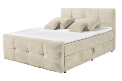 Boxspringbett TOULOUSE 180x200cm beige Microfaser inkl. Matratze Topper Stauraum