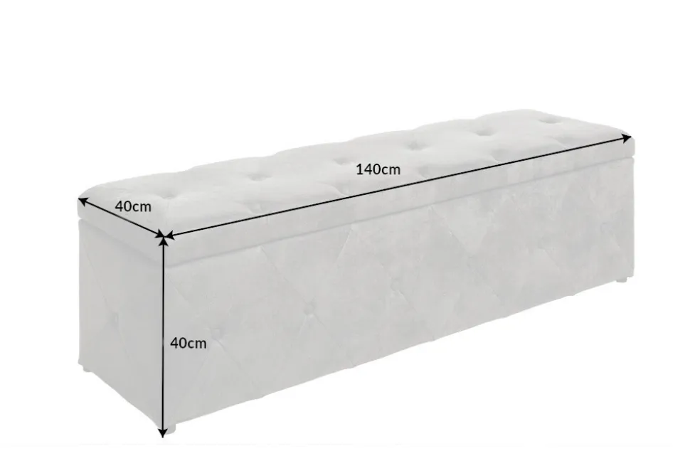 Chesterfield Bettbank EXTRAVAGANCIA 140cm grau Samt mit Stauraum