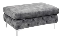 Chesterfield Hocker MODERN BAROCK 90cm dunkelgrau Samt Sitzhocker Fußhocker