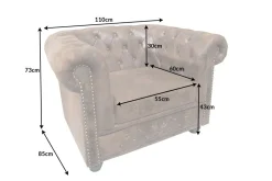 Chesterfield Sessel 110cm antik braun mit Knopfheftung und Federkern