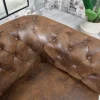 Chesterfield 3-Sitzer Sofa 205cm antik braun Microfaser Federkern Knopfheftung