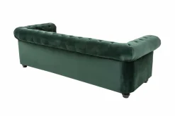 Chesterfield 3-Sitzer Sofa 205cm flaschengrün Samt Federkern Knopfheftung