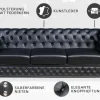 Chesterfield 3-Sitzer Sofa 205cm schwarz Nietenbesatz Federkern